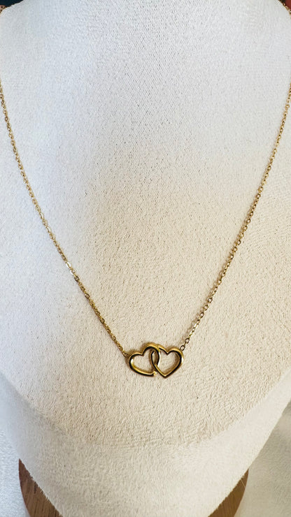 Collier " Duo coeur " Doré