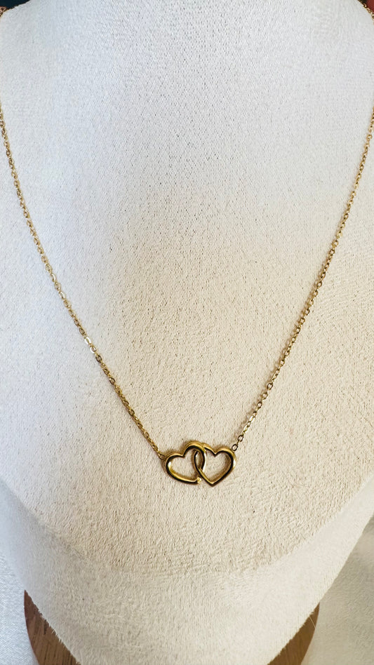 Collier " Duo coeur " Doré
