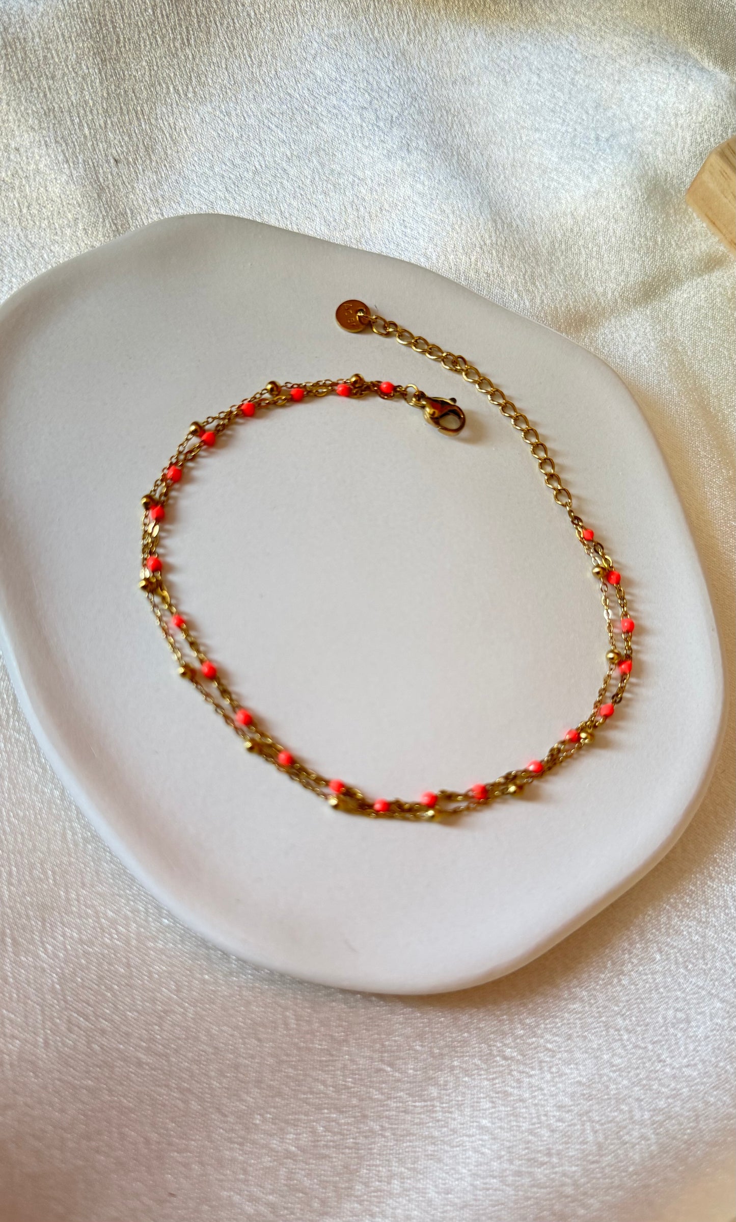 Chaînes de cheville " perles corail "