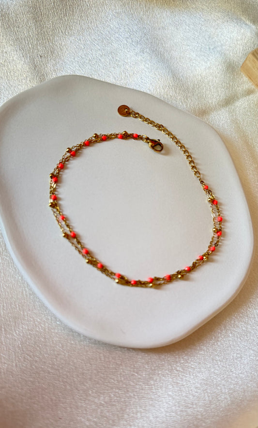 Chaînes de cheville " perles corail "