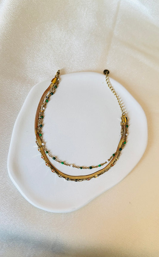 Chaîne de cheville " Triade Émeraude "