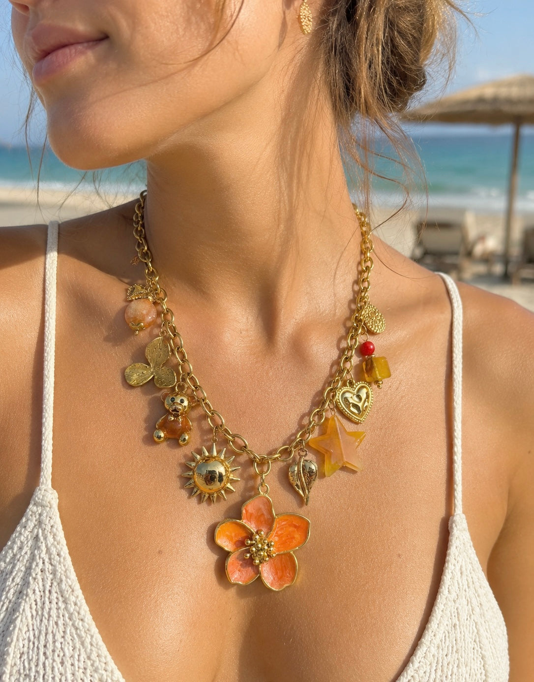Aura Orangée | Collier charms en acier inoxydable