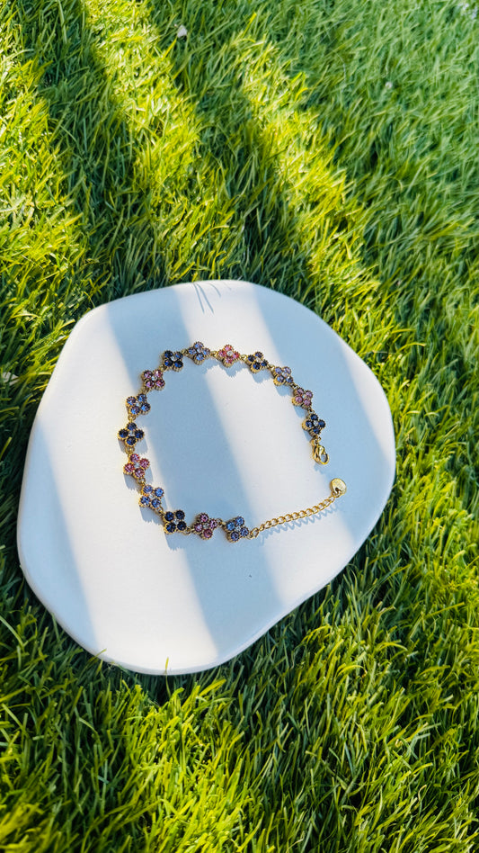 Bracelet Trèfles Trio Violet / Rose