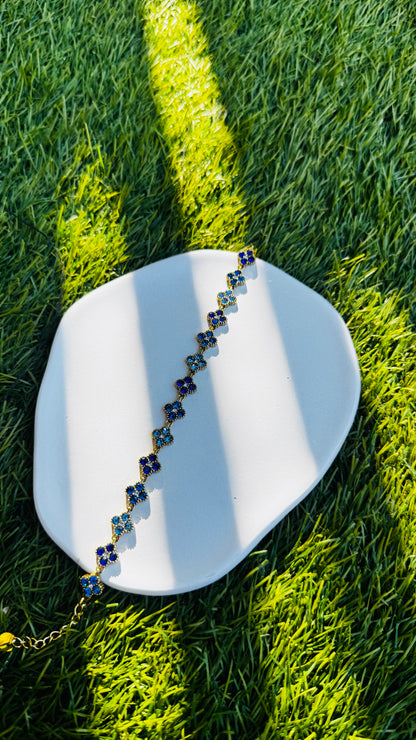 Bracelet Trèfles Trio Bleus