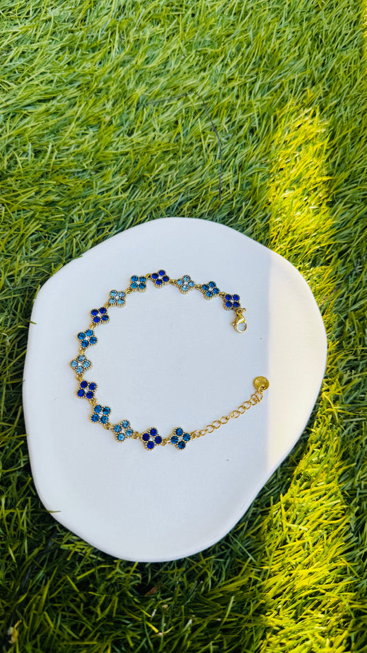 Bracelet Trèfles Trio Bleus
