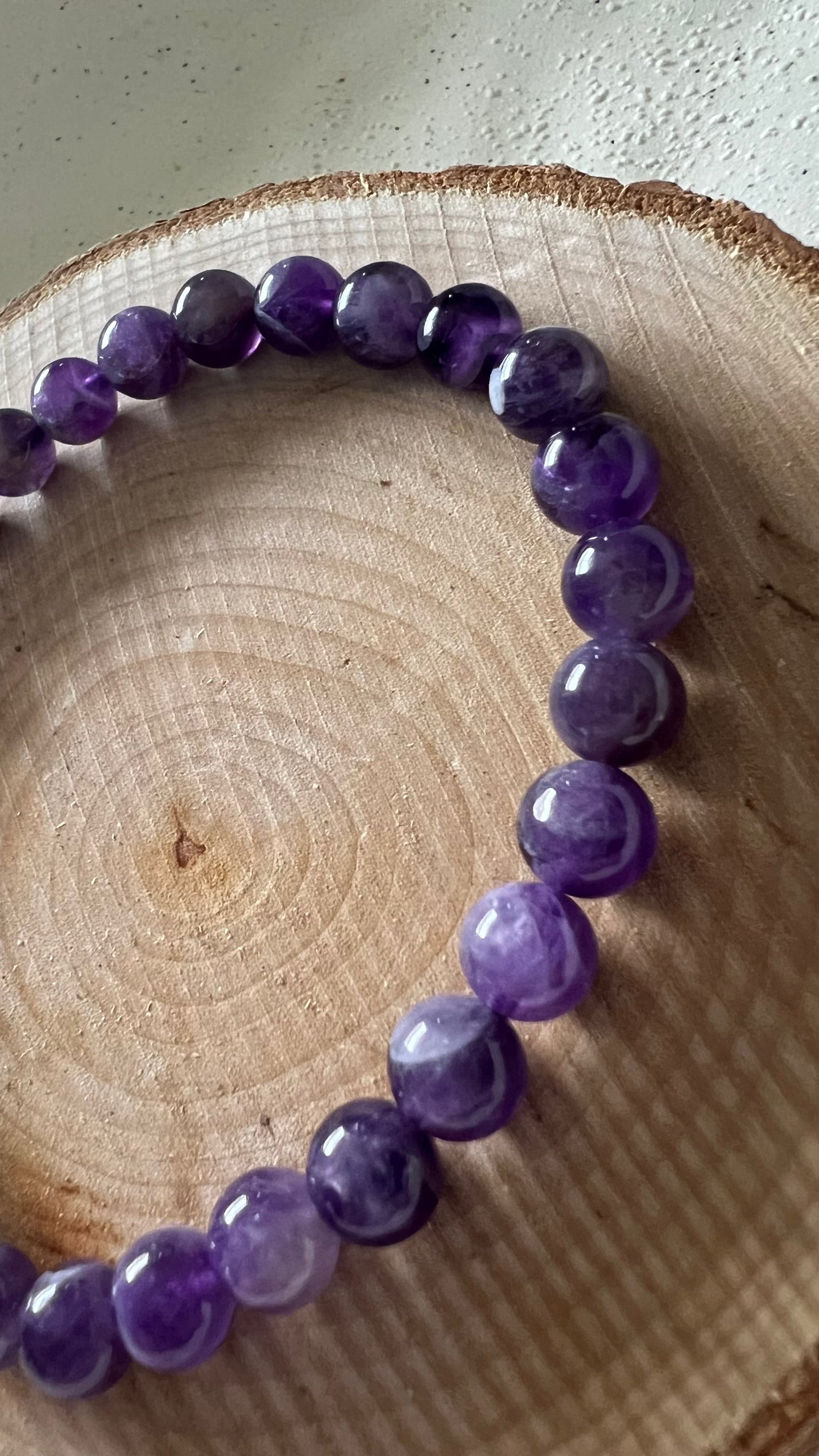 Bracelet pierre Améthyste Rubanée Brésil - Boules 6 mm