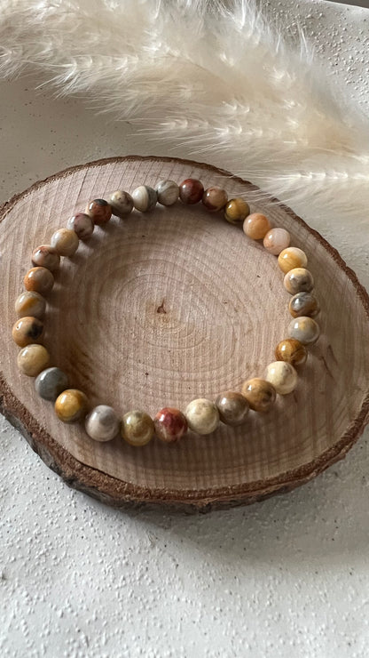 Bracelet pierre  Agate Crazy Lace - Boules 6 mm