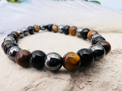 Bracelet enfant en Pierre - Oeil de Tigre, Hématite, Onyx 6 mm