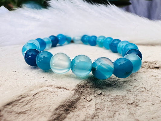 Bracelet enfant en Pierre - Agate Bleue 6 mm