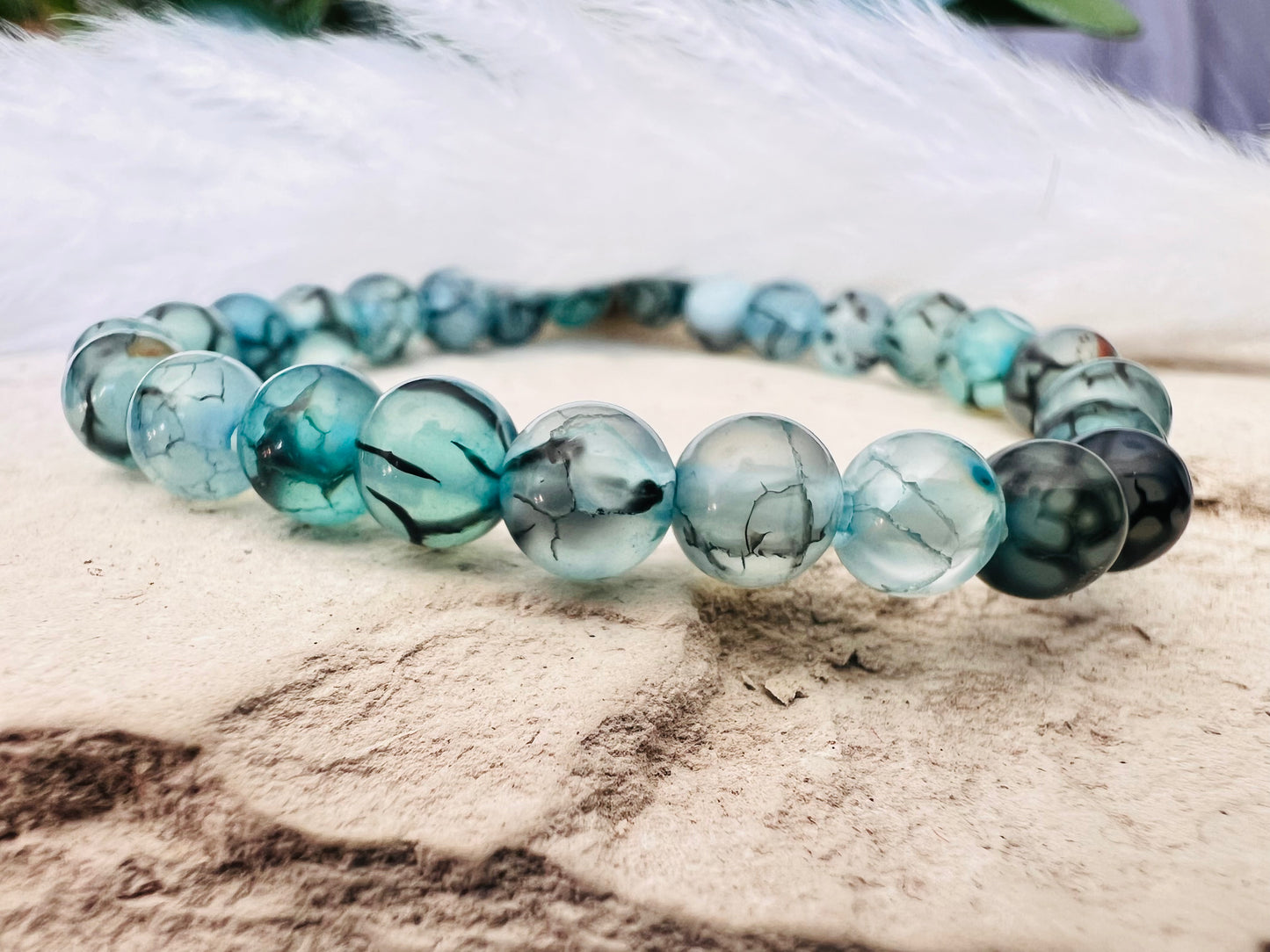 Bracelet enfant en Pierre - Agate de dragon bleue 6 mm