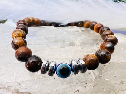 Bracelet pierre Oeil du tigre - Boules 6 mm