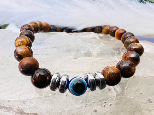 Bracelet pierre Oeil du tigre - Boules 6 mm
