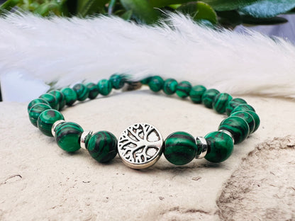 Bracelet pierre Malachite - Boules 6 mm