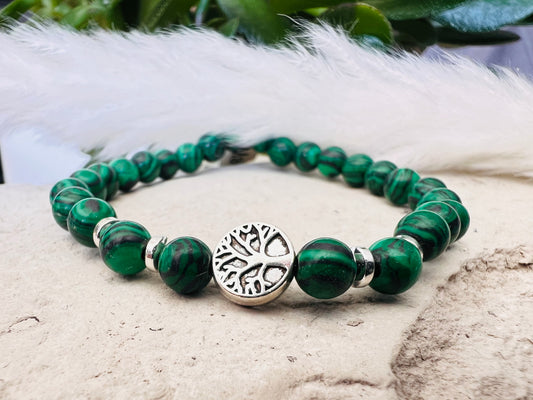 Bracelet pierre Malachite - Boules 6 mm