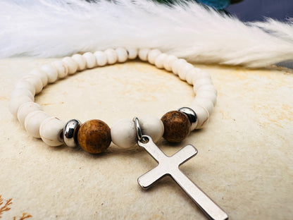 Bracelet pierre Howlite de Mongolie - Boules 6 mm