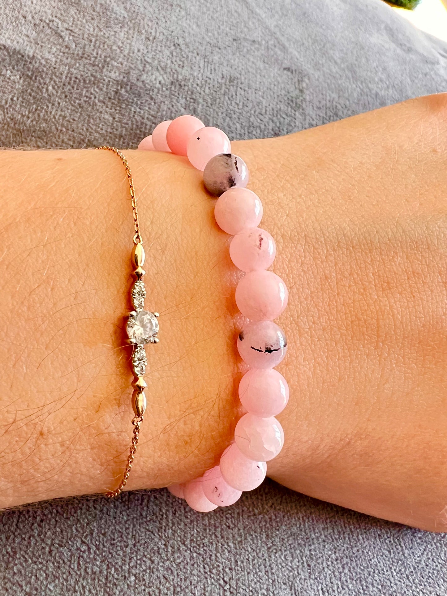 Bracelet enfant en Pierre - Opale Rose 6 mm