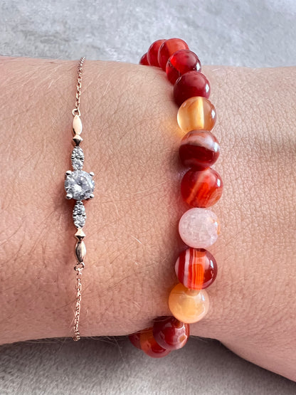 Bracelet enfant en Pierre - Oeil de dragon rouge 6 mm