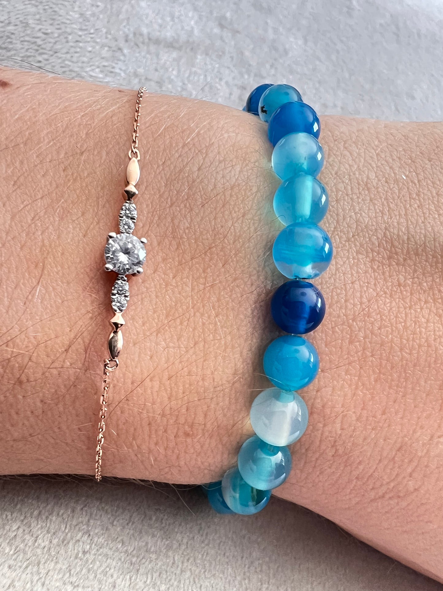 Bracelet enfant en Pierre - Agate Bleue 6 mm