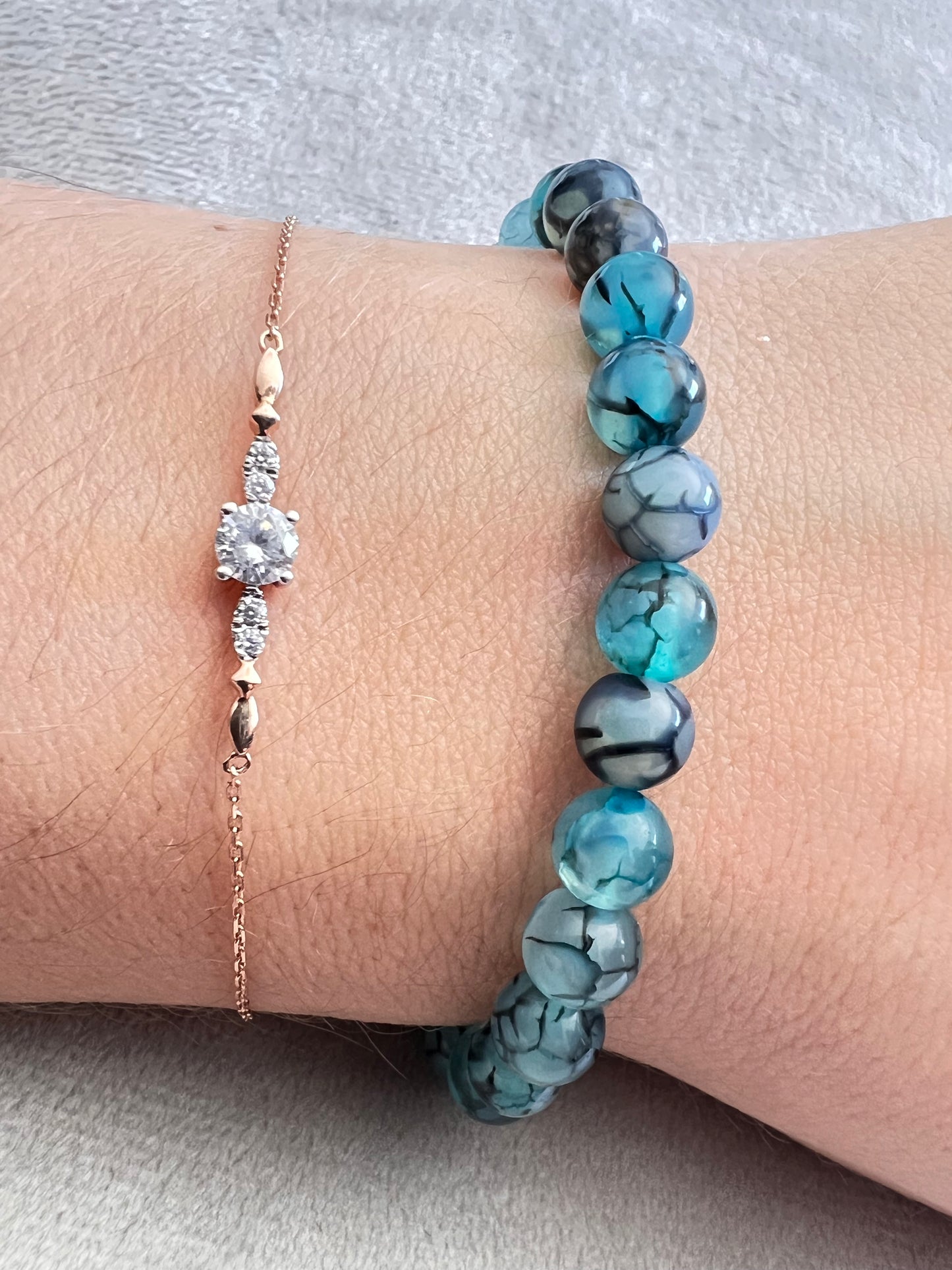 Bracelet enfant en Pierre - Agate de dragon bleue 6 mm