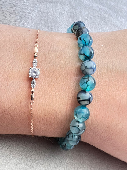 Bracelet enfant en Pierre - Agate de dragon bleue 6 mm