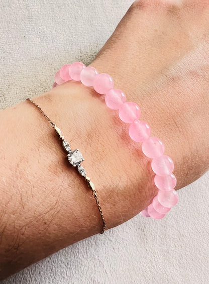 Bracelet pierre Quartz Rose - Boules 6 mm