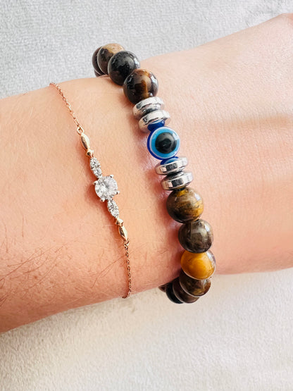 Bracelet pierre Oeil du tigre - Boules 6 mm