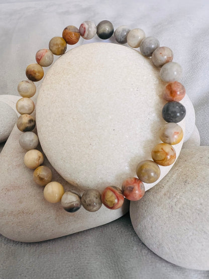 Bracelet pierre  Agate Crazy Lace - Boules 6 mm