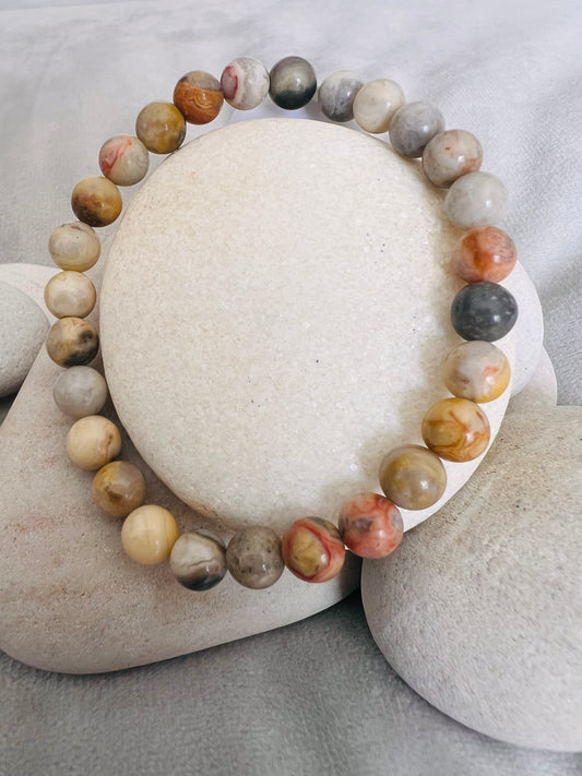 Bracelet pierre  Agate Crazy Lace - Boules 6 mm