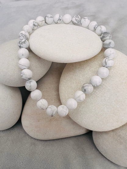 Bracelet pierre Howlite Blanche - Boules 6 mm