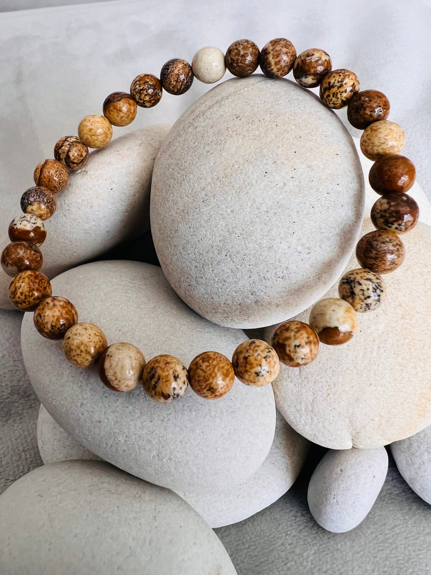 Bracelet pierre Jaspe Paysage - Boules 6 mm
