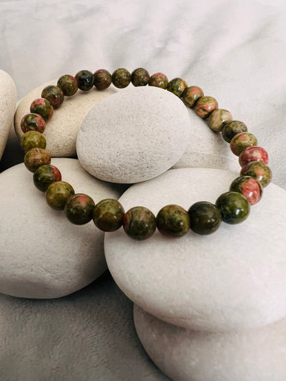 Bracelet pierre Unakite - Boules 6 mm