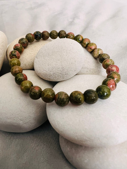 Bracelet pierre Unakite - Boules 6 mm