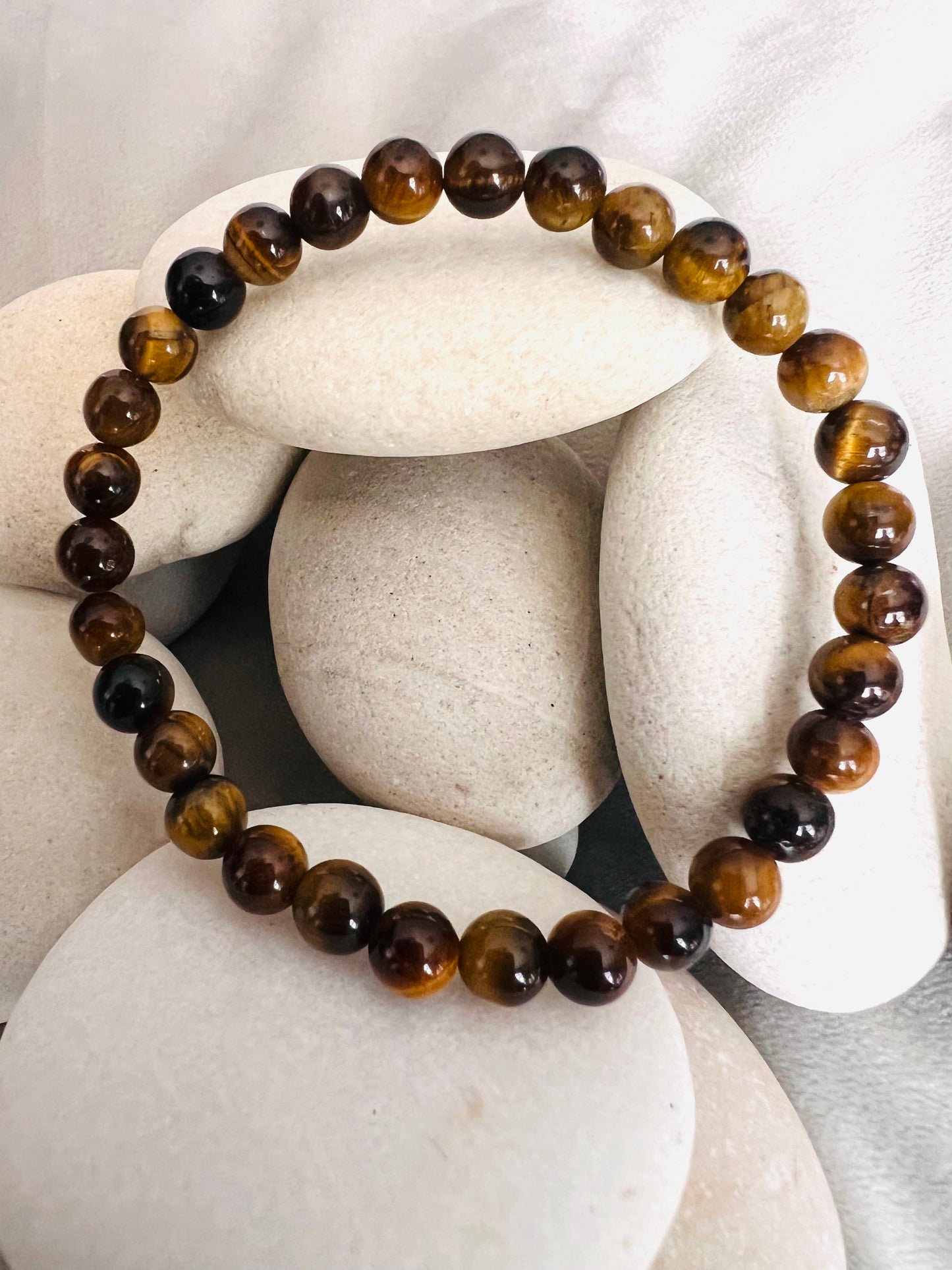 Bracelet pierre Oeil de tigre - Boules 6 mm