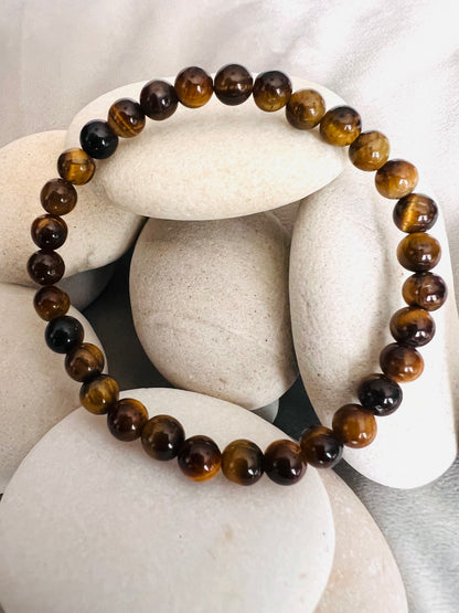 Bracelet pierre Oeil de tigre - Boules 6 mm