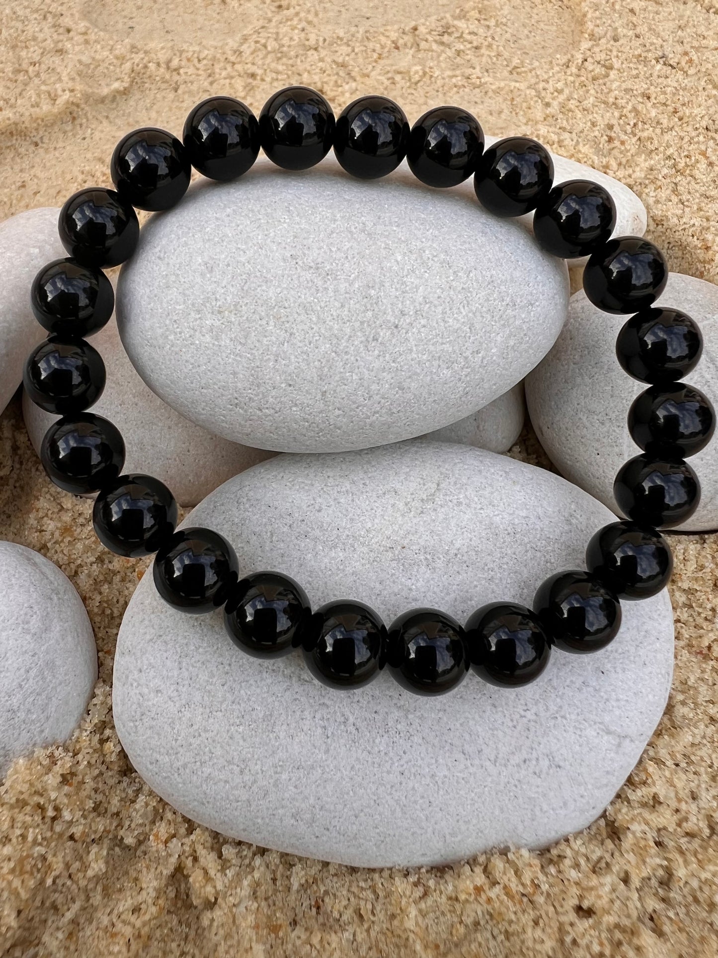 Bracelet pierre Obsidienne Noire - Boules 8 mm