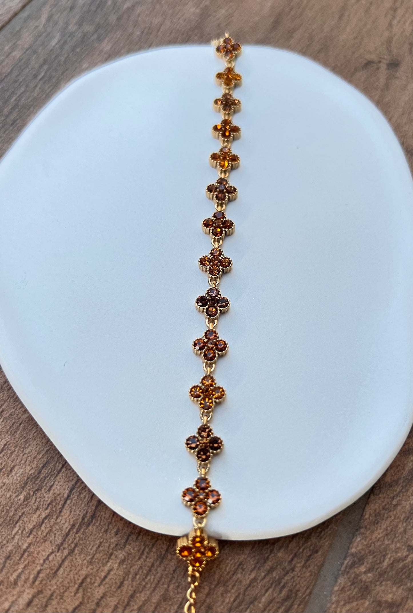 Bracelet Trèfles Duo Marron / Or