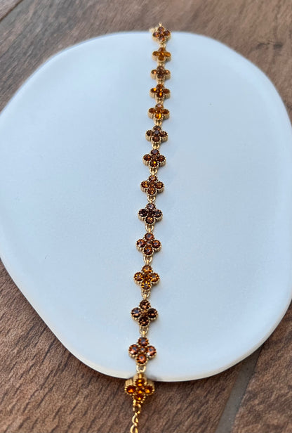 Bracelet Trèfles Duo Marron / Or