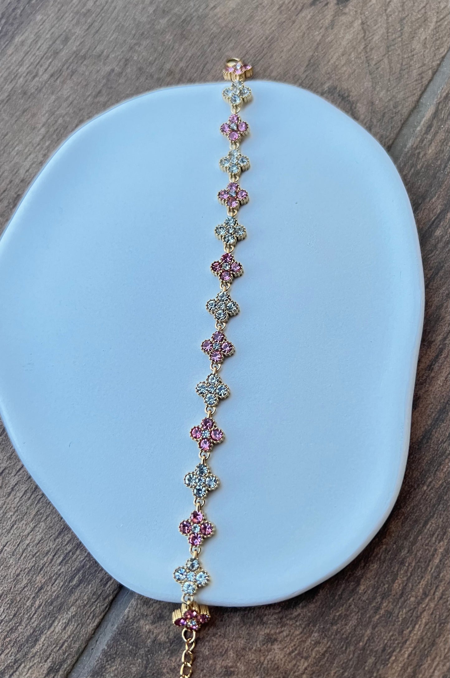 Bracelet Trèfles Duo Rose/Blanc