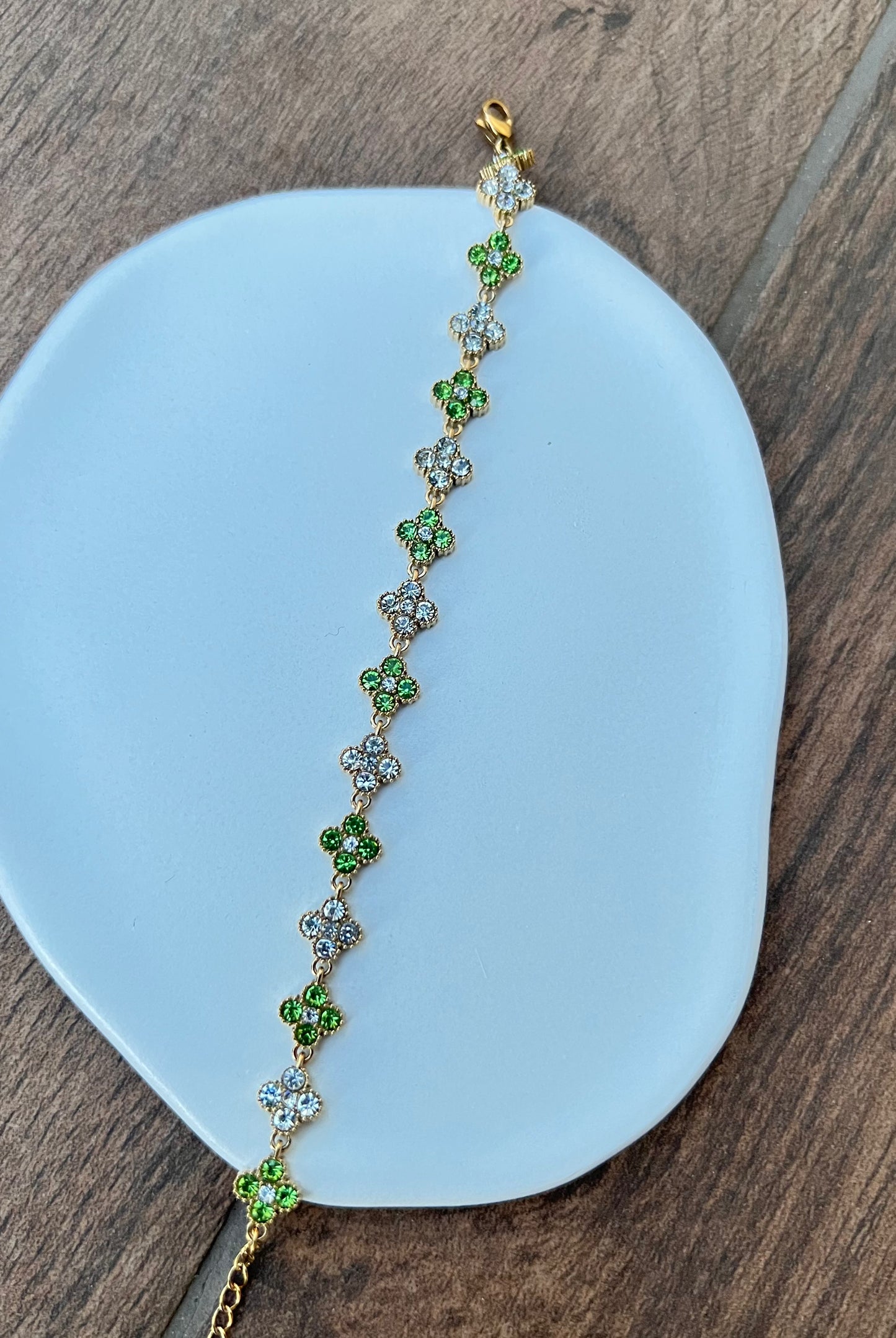 Bracelet Trèfles Duo Vert/Blanc