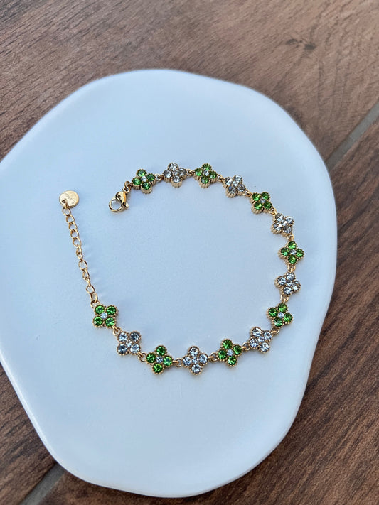 Bracelet Trèfles Duo Vert/Blanc