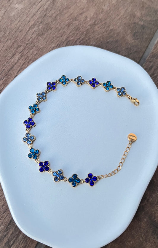 Bracelet Trèfles Trio Bleus
