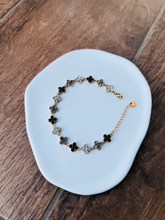 Bracelet Trèfles Trio Noir & Blanc