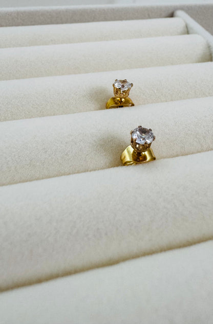 Diamant | Boucles d'oreilles  acier inoxydable - Doré