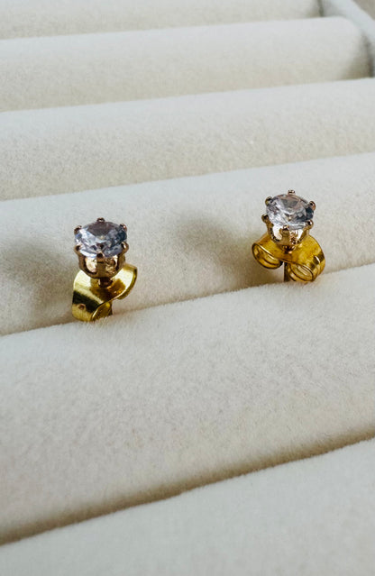Diamant | Boucles d'oreilles  acier inoxydable - Doré